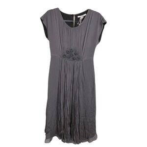 NWT Boden Jeweled Georgette Dress 4L Pewter Wedding Guest Holiday Fairycore